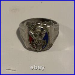 1930s Boy Eagle Scouts of America Sterling Silver & Enamel Ring Size 10