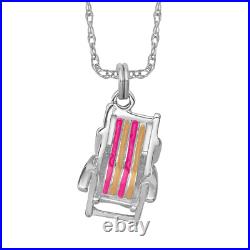 925 Sterling Silver Enamel Beach Chair Necklace Charm Pendant