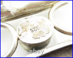 925 Sterling Silver Vintage Cabochon Black Onyx Enamel Art Pendant PT14734