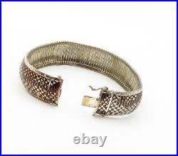 925 Sterling Silver Vintage Enamel Coated Design Panel Chain Bracelet BT6260
