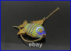 925 Sterling Silver Vintage Enamel Coated Fish Pendant (MOVES) PT17590