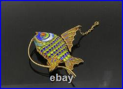 925 Sterling Silver Vintage Enamel Coated Fish Pendant (MOVES) PT17590