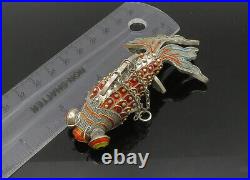 925 Sterling Silver Vintage Enamel Coated Koi Fish Pendant (MOVES) PT17589