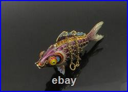 925 Sterling Silver Vintage Enamel Coated Koi Fish Pendant (MOVES) PT17591