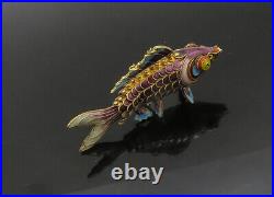 925 Sterling Silver Vintage Enamel Coated Koi Fish Pendant (MOVES) PT17591