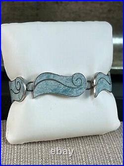 Amazing Taxco Enamel Sterling Silver Link Bracelet