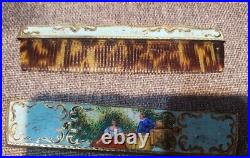 Antique Enamel Sterling Silver Gold Plate Comb Cover Italy