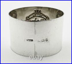 Antique English Sterling Silver and Enamel Napkin Ring Baby dated 1906