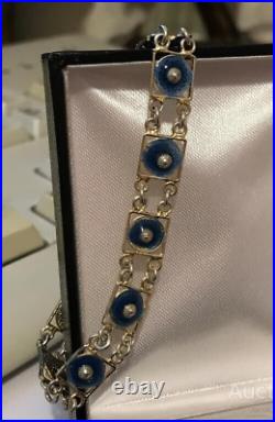 Antique Sterling Silver Bracelet 800 Enamel Italian Women Jewelry Openwork Links