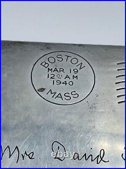 Antique Sterling Silver Enamel Stamp Enamel Design Boston Letter Cigarette Case