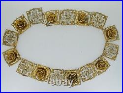 Antique Sterling Silver Gold Gilt Natural Pearl & Enamel Necklace