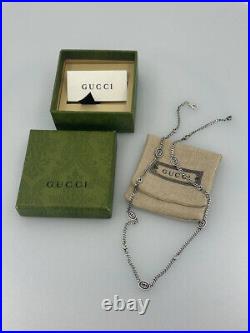 Authentic Gucci Interlocking G Enamel Necklace Sterling Silver with Box