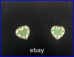 Authentic Tiffany & Co Sterling Silver Blue Enamel Love Heart Stud Earrings
