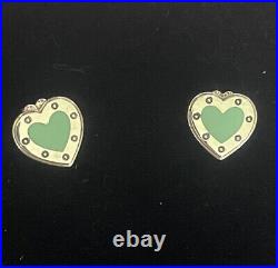 Authentic Tiffany & Co Sterling Silver Blue Enamel Love Heart Stud Earrings