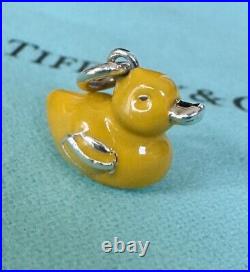 Authentic Tiffany & Co. Sterling Silver Yellow Enamel Duck Charm Pendant