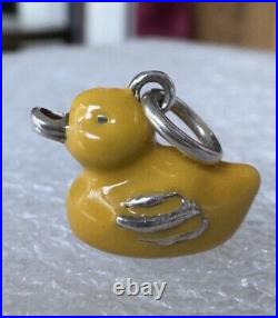 Authentic Tiffany & Co. Sterling Silver Yellow Enamel Duck Charm Pendant