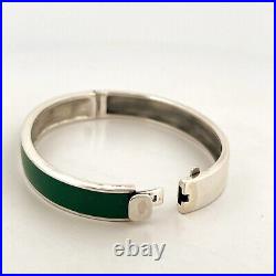 Cuff Bangle Art Deco Style 925 Sterling Silver Set With Green Enamel