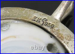 DESIGNER 925 Sterling Silver Vintage Enamel Spiral Round Pendant PT18364