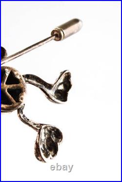 Designer Vintage Womens Sterling Silver Diamond Enamel Stick Pin