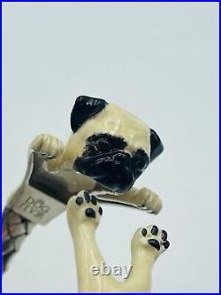 Dog Fever Sterling Silver Enamel Carlino Pug Dog Cuff Bracelet