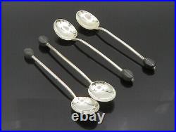 ENGLAND 925 Sterling Silver Vintage Shiny Four Piece Enamel Spoon Set TR3311