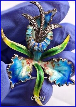 Enamel Brooches Antique Vintage Butterfly Iris Sterling Silver Deco Caviness