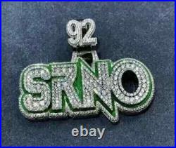 Enamel Custom Name Pendant 925 Sterling Silver 3.30Ct Round Real Moissanite