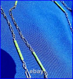 Genuine Sterling Silver Deco Guilloche Enamel Necklace Antique Chain 24 inch
