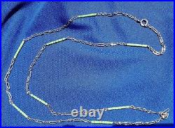 Genuine Sterling Silver Deco Guilloche Enamel Necklace Antique Chain 24 inch