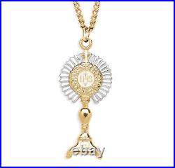 Gold Over Sterling Silver Enamel Two Tone Monstrance Pendant Necklace, 24 In