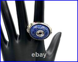 HSN Sterling Silver Multicolor Enamel, Crystal, & Lapis Statement Ring. Size 12