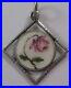 Hallmarked Antique Victorian Sterling Silver Enamel Pink Flower Pendant Charm