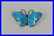 Hans Myhre Sterling Silver Enamel Butterfly Brooch Blue Norway Guilloche