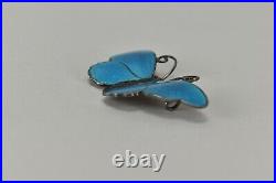 Hans Myhre Sterling Silver Enamel Butterfly Brooch Blue Norway Guilloche