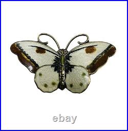 Hroar Prydz Vintage c1950 Sterling Silver Norwegian Guilloche Enamel Butterfly