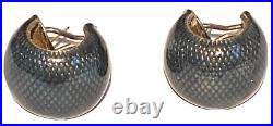 N R Sterling Silver Enamel Artisan Modernist Pierced Earrings