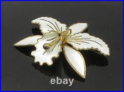 NORWAY 925 Sterling Silver Vintage Enamel Flower Motif Brooch Pin BP8807