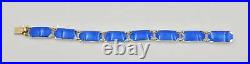OPRO Norway Sterling Royal Blue Guilloche Enameled Bracelet Circa 1950's