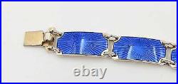 OPRO Norway Sterling Royal Blue Guilloche Enameled Bracelet Circa 1950's