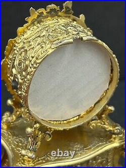 Ornate sterling silver gold gilding enamel clock Import Hallmarks London 1891
