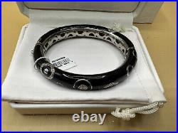 Oval Sterling Silver and black enamel bracelet with crystal