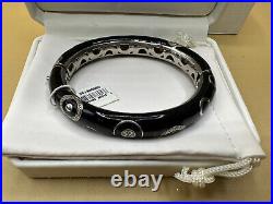 Oval Sterling Silver and black enamel bracelet with crystal