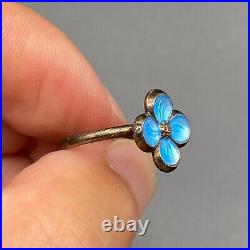 Petite Vintage David Andersen Enamel Flower Norway Sterling Silver Ring Size 4.5