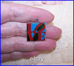 RARE Dated 1966 Silverplate Enamel Charm LOVE by Robert Indiana
