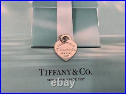 RARE Tiffany & Co Heart Charm Pendant Blue Enamel Sterling Silver