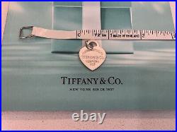 RARE Tiffany & Co Heart Charm Pendant Blue Enamel Sterling Silver