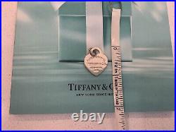 RARE Tiffany & Co Heart Charm Pendant Blue Enamel Sterling Silver