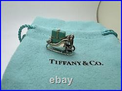RARE Tiffany Co Sterling Silver Blue Enamel Santa Sleigh Sled Christmas Charm