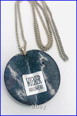 RARE Wiener Handwerk Secessionist Enamel & Sterling Silver Pendant Necklace 60's