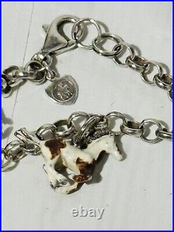 Rare Designer Hidalgo Sterling Silver Enamel Horse Charm Bracelet